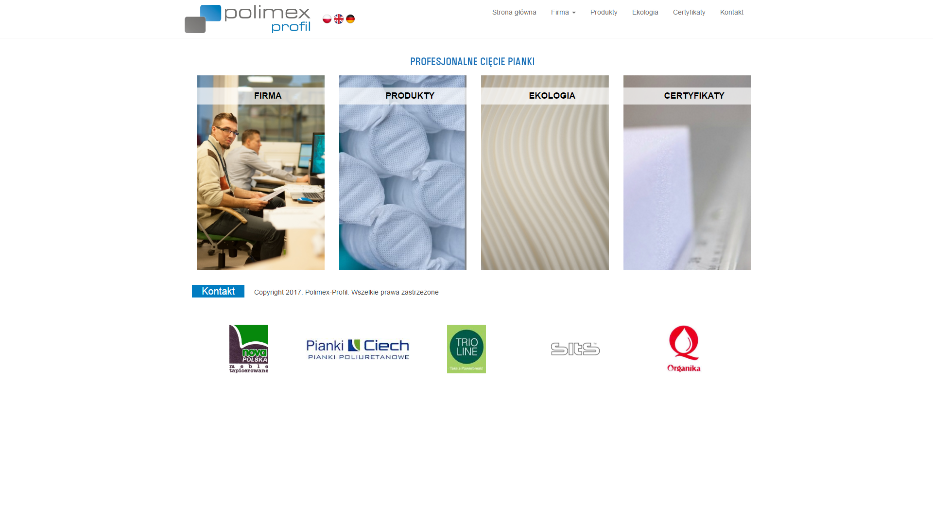 strona www wykonana dla firmy POLIMEX PROFIL